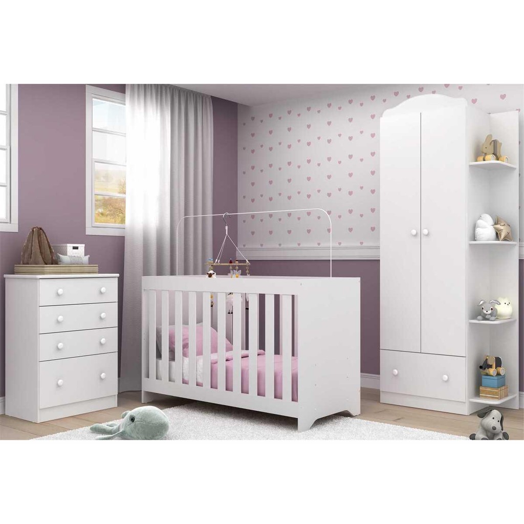 Quarto Infantil Completo com Berço 3x1 João e Maria Multimóveis Branco/Colorido 3 ANOS de Garantia em Oferta na Shopee