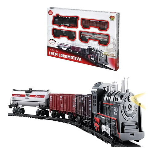 Ferrorama Trem Eletrico Luz E Som Dm Toys Locomotiva 85,5cm