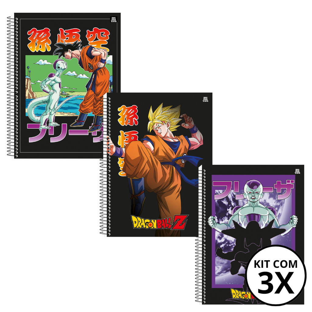 Kit Com 03 Caderno 10 Matérias Universitário Dragon Ball 160 Folhas - Animativa em Oferta na Shopee