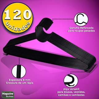 Kit Com 120 Cabides Premium Antideslizante Com Cavas Reforçado Tam Adulto em Oferta na Shopee