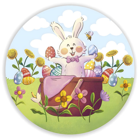 NOVO Painel Festa Infantil Redondo Coelhinho da Páscoa, cesta de ovos coloridos, abelhinha + Arco, Suporte incluso. Fazemos personalizado com qualquer tema. Confeccionado em Lona fosca, impressão de alta resolução. cenário , p/ Decoração