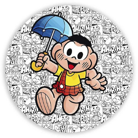 NOVO Painel Festa Infantil Redondo Cascão Guarda Chuva, Fundo História em Quadrinhos Branco e Preto + arco plástico de alta densidade medindo 78cm de diâmetro. O melhor custo x benefício do Brasil.  Lona com impressão digital de alta qualidade. fixação da