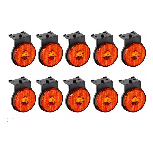 10 Lanterna Lateral Carreta Reboque Bivolt Ambar 65mm Led