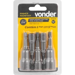 Jogo Soquete Magnetico Milímetro com 5 peças - Vonder