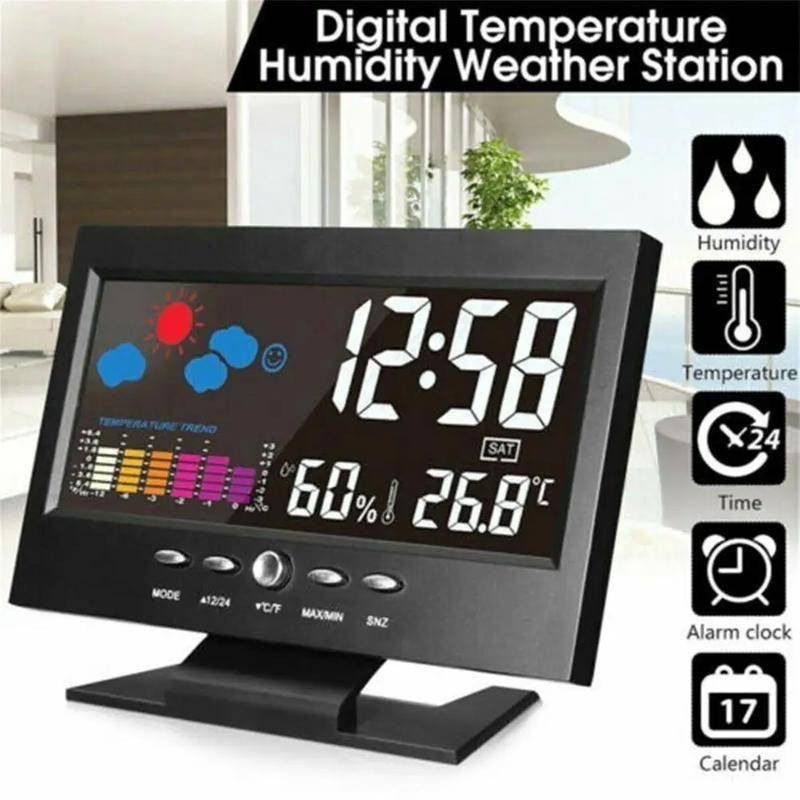 Mostrador Meteorológico Do Calendário Relógio Digital LED De Alarme De Fundo Soneca Monitor De Temperatura Eletrônico em Oferta na Shopee