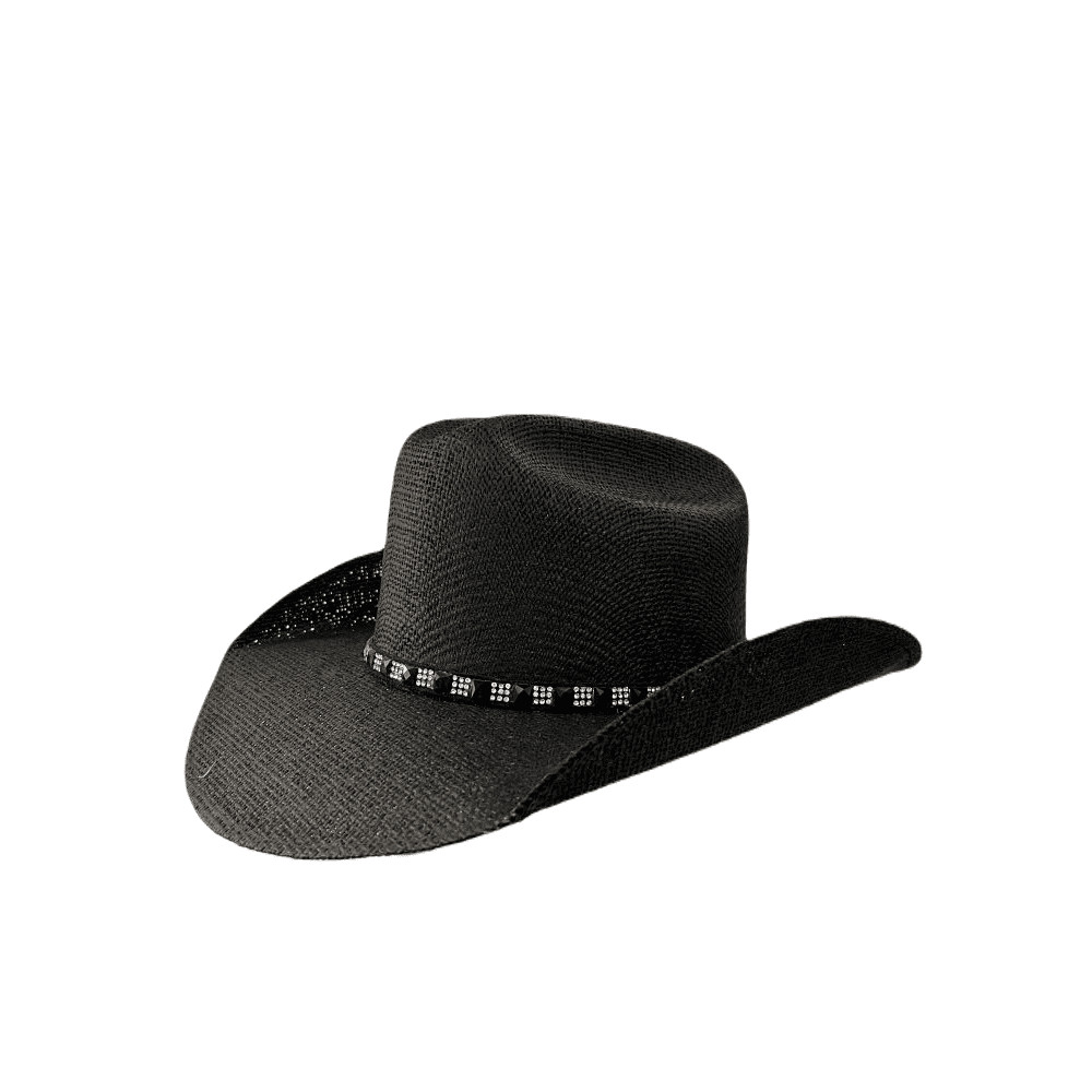 Chapéu Dallas Infantil Juta Preto c/ banda Strass Ref. 13000