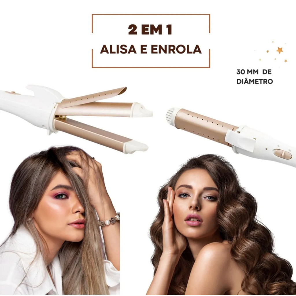 Modelador de Cachos Babyliss Chapinha Profissional Mini Bivolt 2 em 1 Aquece Rápido 120°C 200°C - WYL