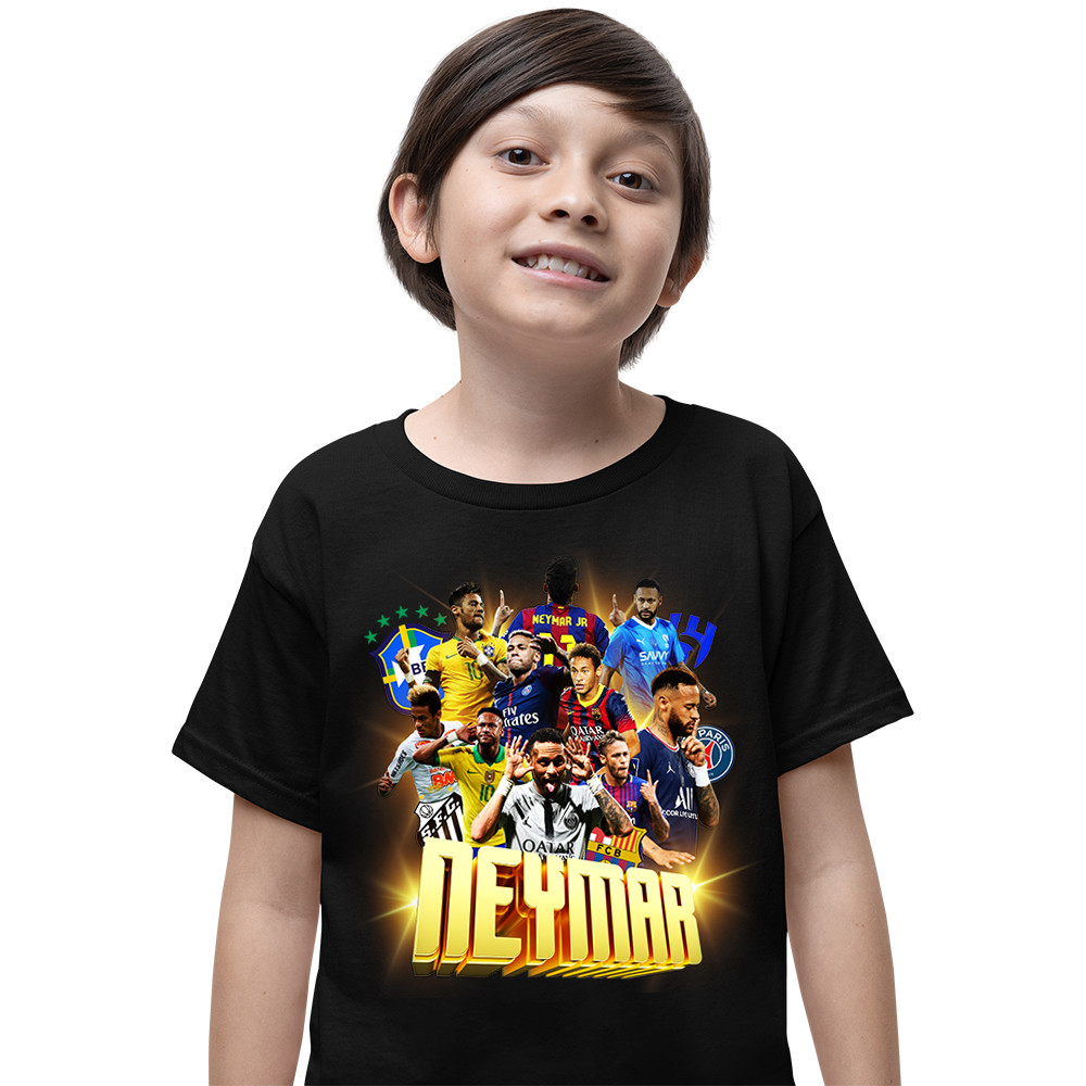 Camiseta Neymar JR Infantil Futebol para Criança Menino Ney 100% Algodão Premium