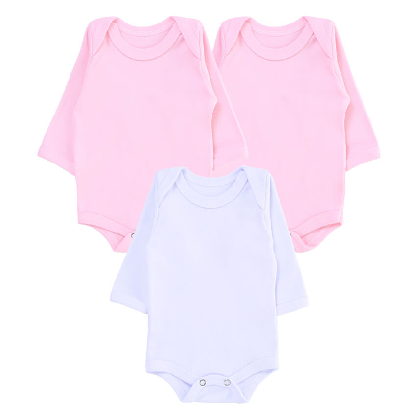 Kit Body Bebê Manga Longa Top Chot Canelado - 3 Peças em Oferta na Shopee
