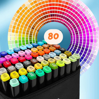 Kit 80 Marcadores Artísticos Dupla Ponta – Cores Vibrantes, Ponta Fina + Chanfrada, Não Tóxico em Oferta na Shopee