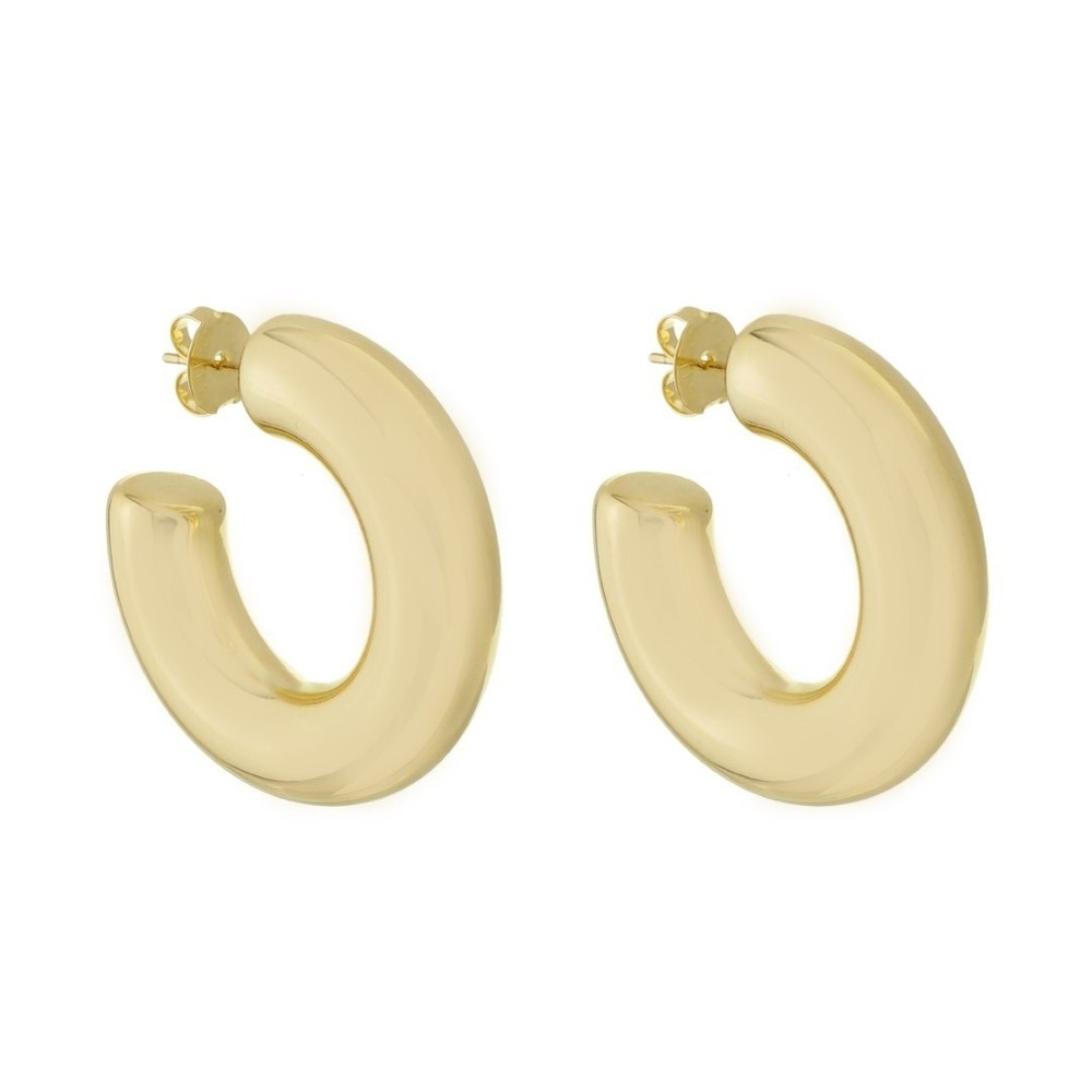 BRINCO DE ARGOLA TUBO G ARIEL FOLHEADO A OURO 18K em Oferta na Shopee