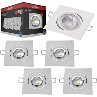 5 Luminária Spot Led De Embutir 5w Quadrado Luz Branca Direcionável 110v 220v Avant em Oferta na Shopee