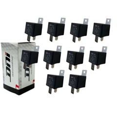 Kit 10 Rele Auxiliar Universal 12V 70a 4 Terminais Com Suporte DNI0122