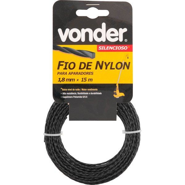Fio de Nylon Para Aparador de Grama (Silencioso) 1,8mm x 15mts Vonder 33.73.018.015 em Oferta na Shopee