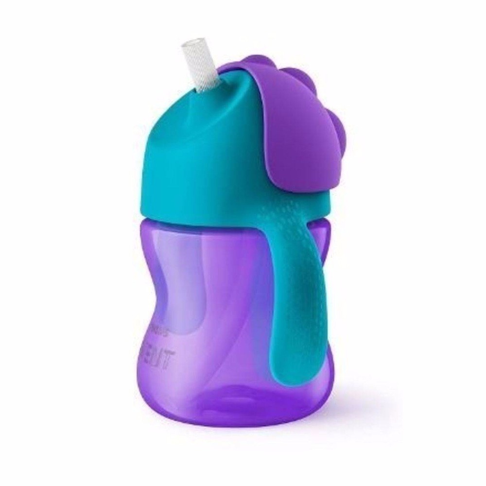 Copo Com Canudo Curvado E Alças 200ml Dinossauro - Avent