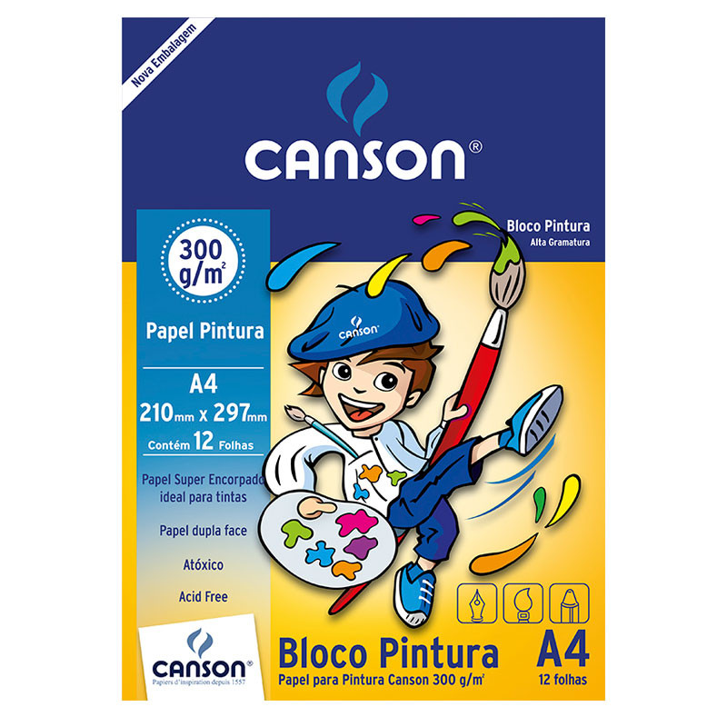 Bloco pintura A4 300g com 12 folhas 66667091 Canson