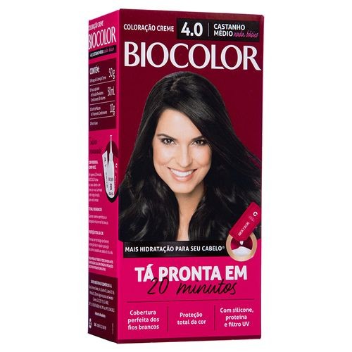 Tintura de Cabelo Biocolor Castanho Médio Nada Básico 4.0 em Oferta na Shopee