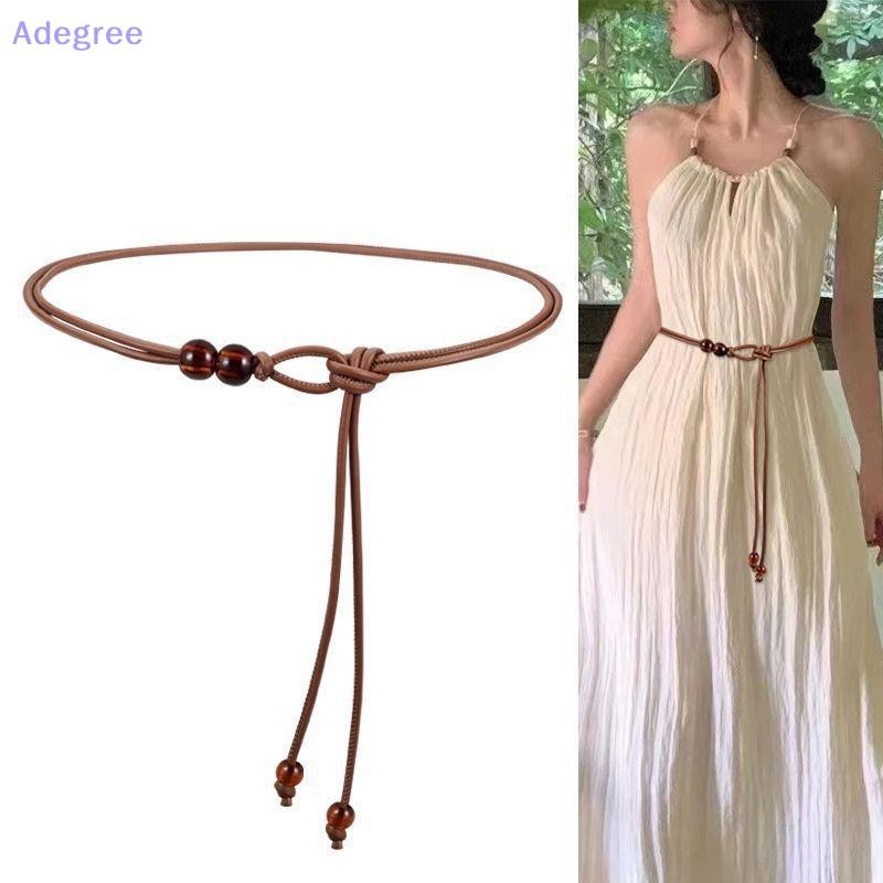 Adegree Moda Redonda Corda De Couro Cinto Fino Corrente De Cintura Feminina Decorativa Atada Saia Casaco Camisola Cinta 