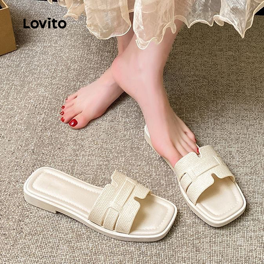 Lovito Casual Liso Estilo Pés Parecem Sandálias Planas Mais Finas Para Mulheres LFA81020 - Women Shoes