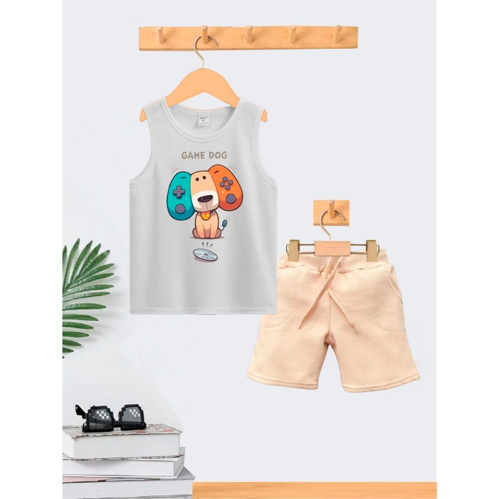 Conjunto Infantil Safari  Menino Camiseta Cavada e Bermuda Short Roupa Criança Masculino