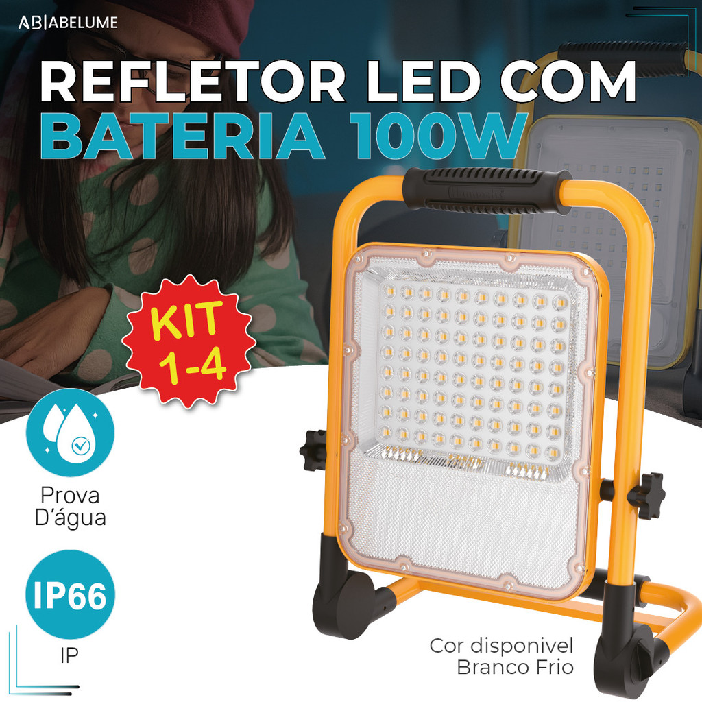 Refletor Holofote Led Pro 100W Com alça antiderrapante Sinalizador Recarregável em Oferta na Shopee