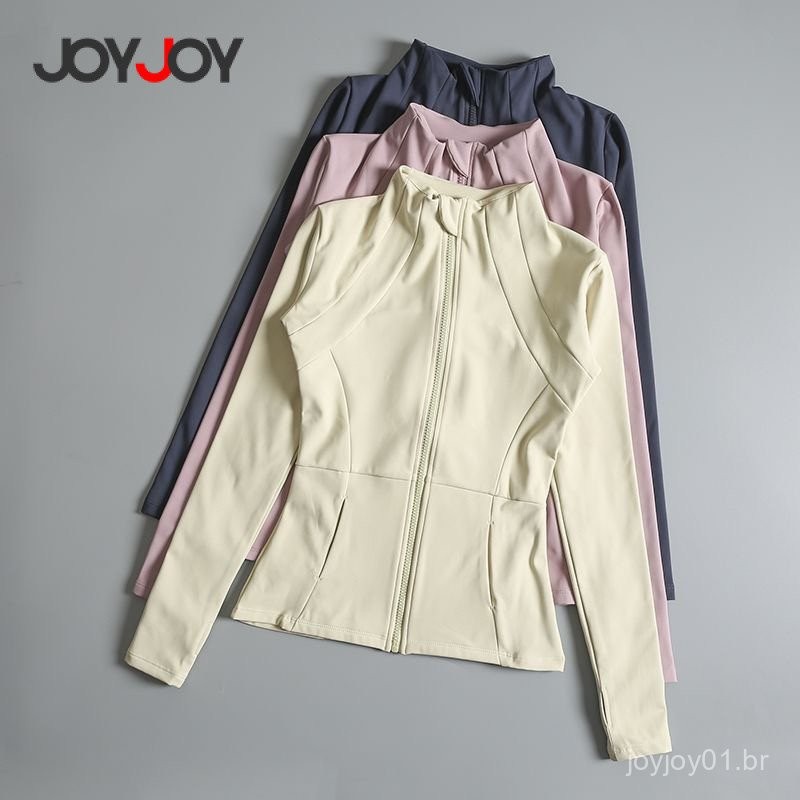 Esportiva Feminina com Zíper – Camisa de Yoga, Fitness, Treinamento, Corrida, Casaco Quente, Top de Manga Longa
