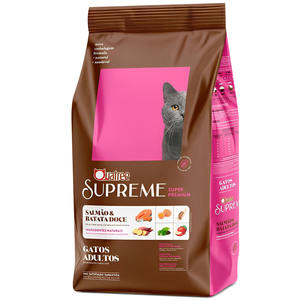 Ração Quatree Supreme  Salmão e Batata Doce  para Gatos Adultos10kg em Oferta na Shopee