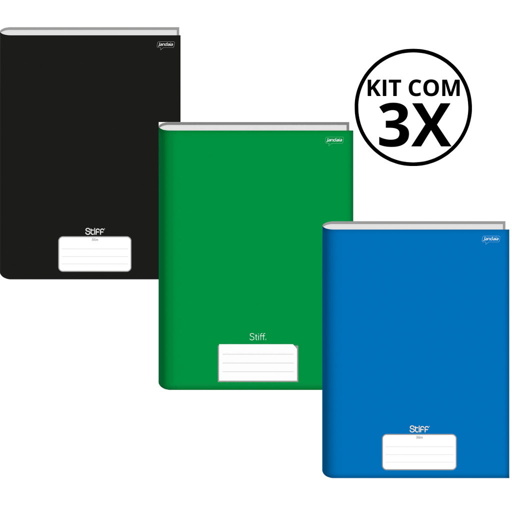 Kit Com 3 Caderno Brochura 96 Fls Pautado Capa Dura - Stiff KITS:KIT 09 em Oferta na Shopee