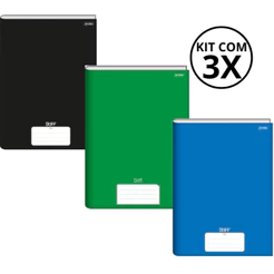 Kit Com 3 Caderno Brochura 96 Fls Pautado Capa Dura - Stiff KITS:KIT 09