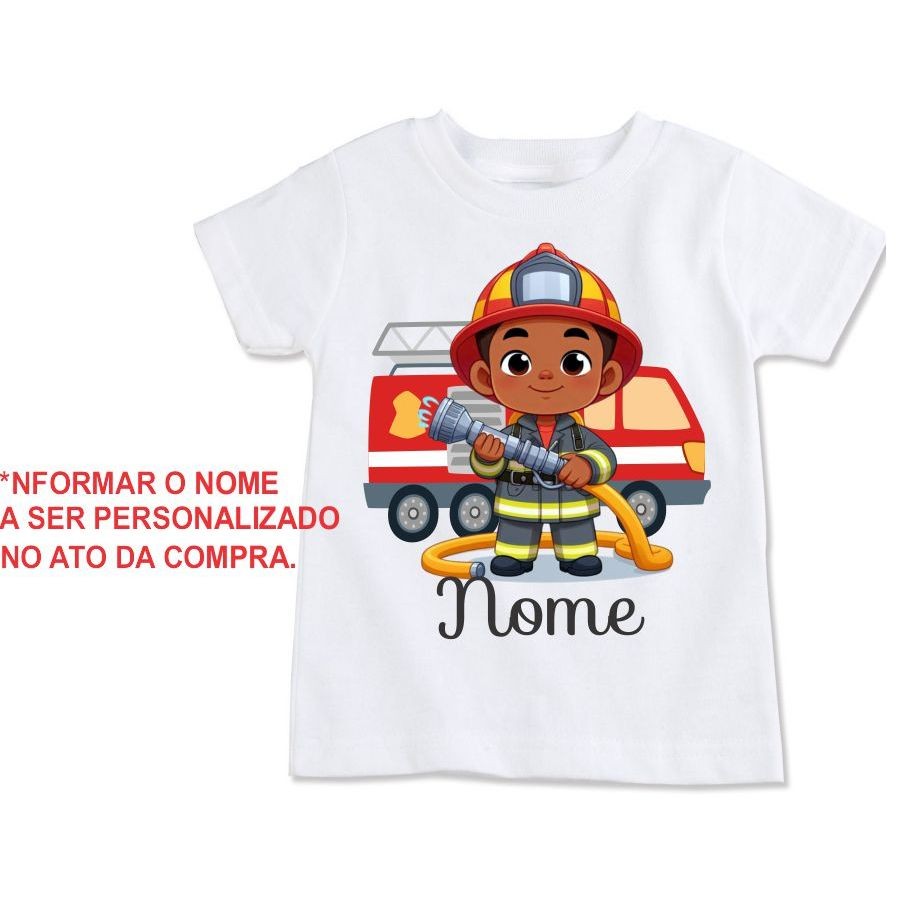 T-shirt Camiseta Linda Camisa personalizada bombeiro com nome códb1902 Premium Envio Rápido