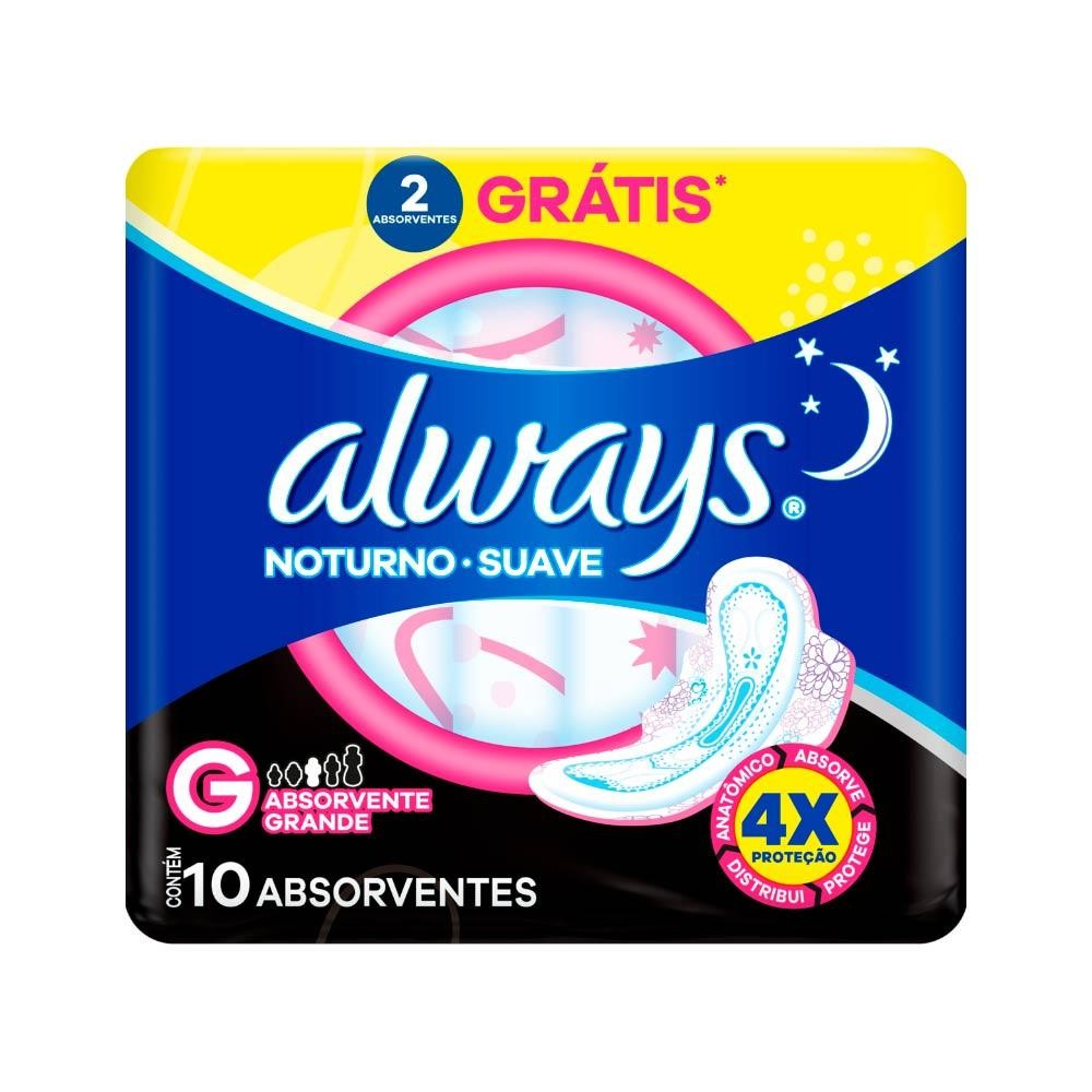 Absorvente Always Noturno C/10 Suave C/Abas G Especial em Oferta na Shopee