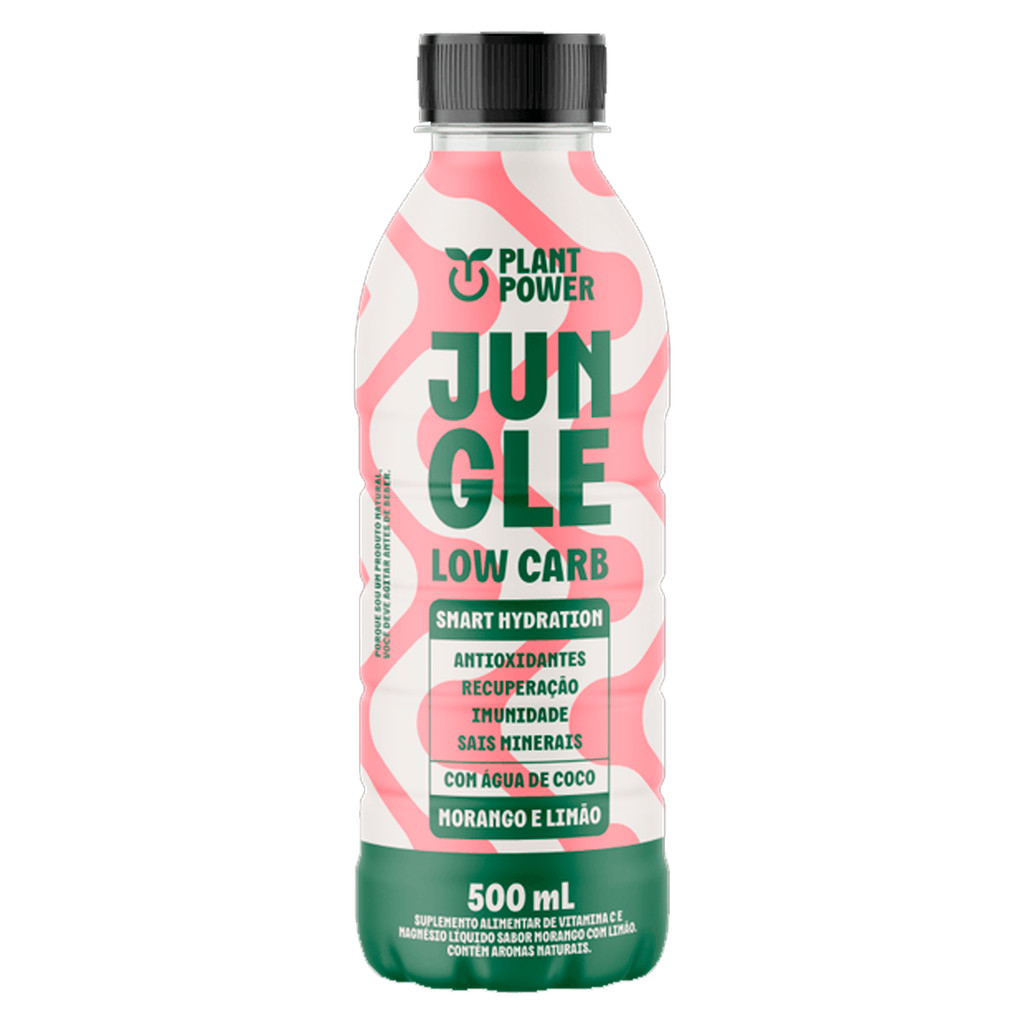 SUPLEMENTO PLANT POWER JUNGLE LOW CARB MORANGO E LIMÃO 500ML em Oferta na Shopee