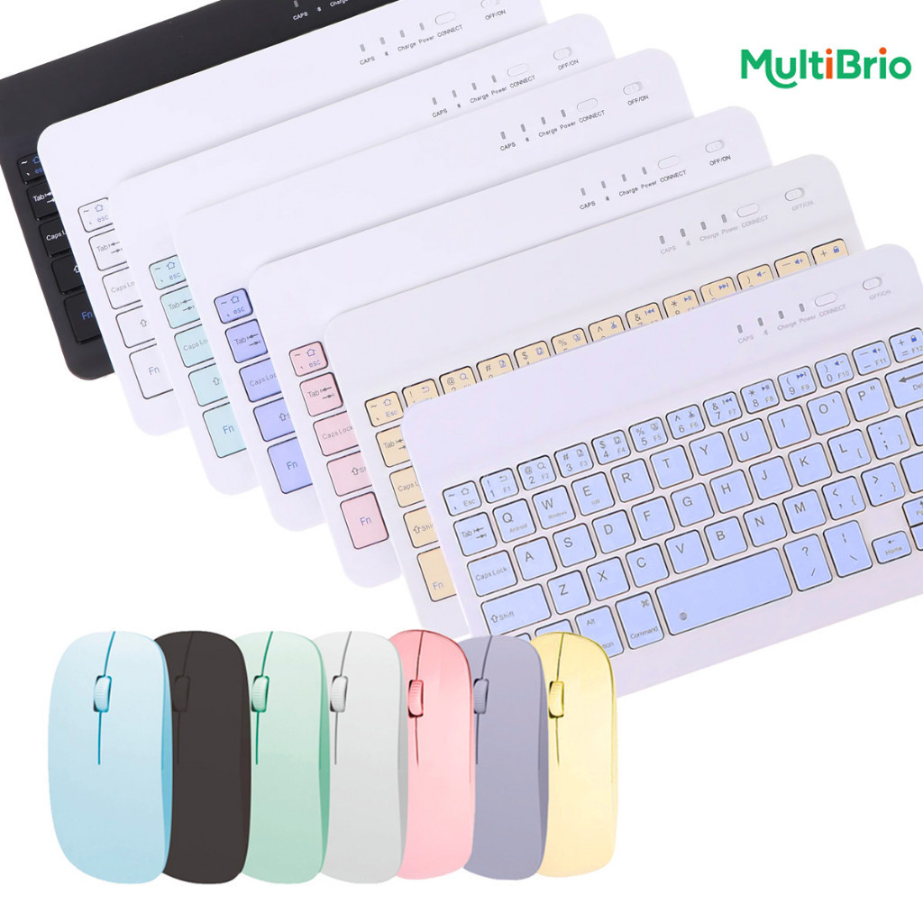 Teclado e Mouse Sem Fio Bluetooth de Cores Macaron Adequado para PC, iPad, Tablet e Notebook& Mouse pad