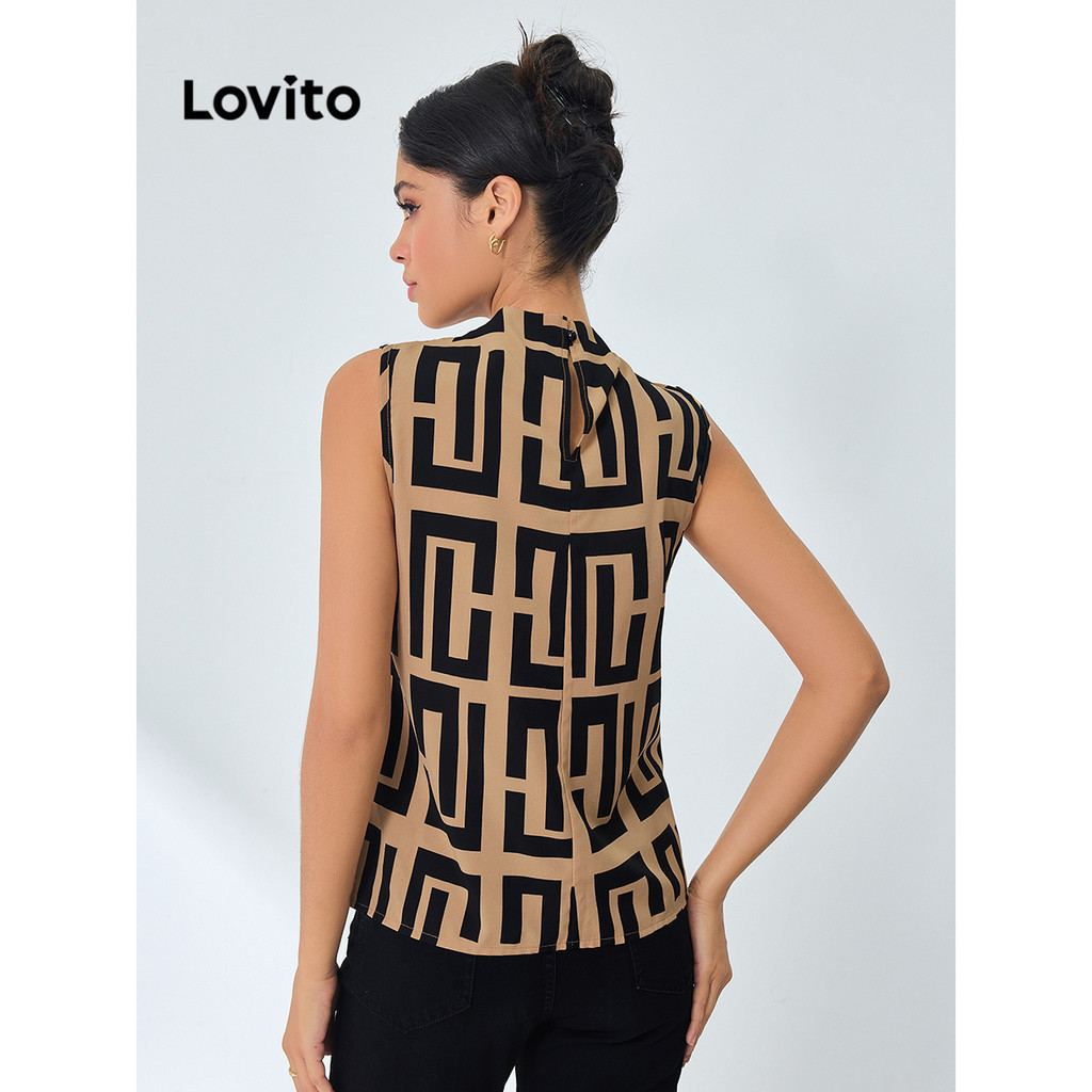(Trendy) Lovito Blusa geométrica assimétrica elegante para mulheres LBL16219 - Women Clothes