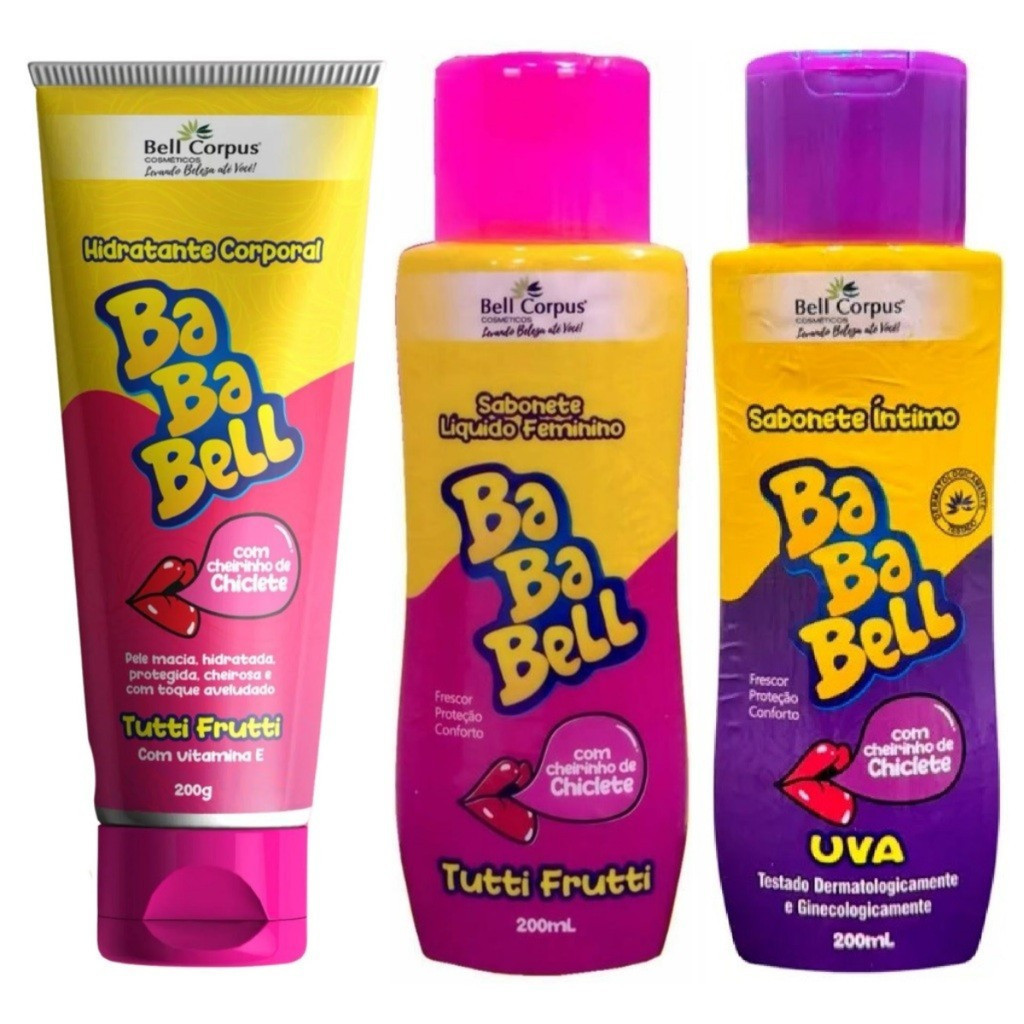 Kit Bababell Hidratante Corporal Tutti Frutti 200g + Sabonete Líquido Íntimo Tutti Frutti e Uva 200ml - Bell Corpus