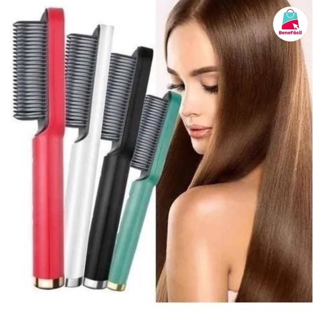 Escova Alisadora Bivolt 5 em 1 - Alisa, Hidrata, Modela, Alinha e Anti-Frizz