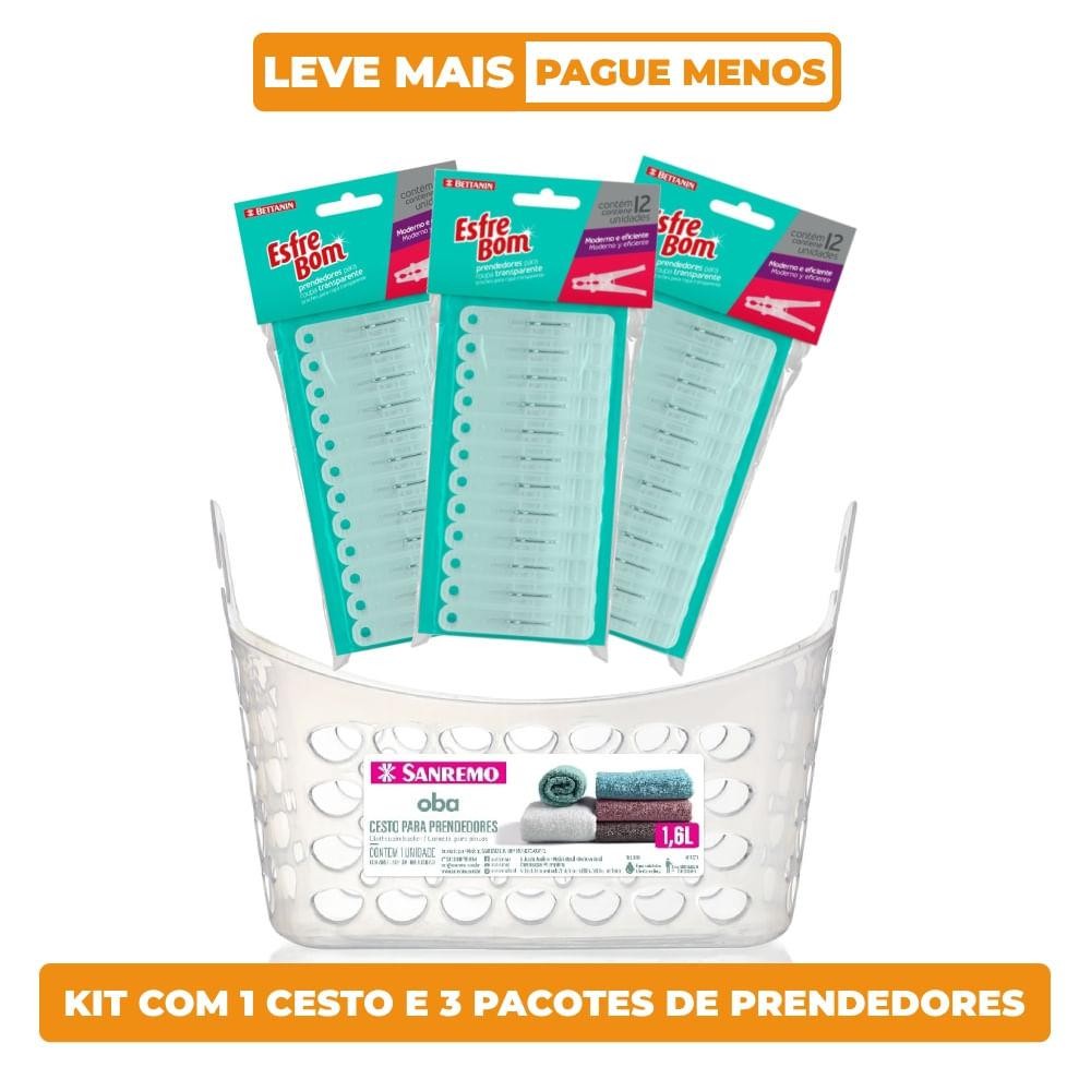 Kit 36 Prendedores Pregadores De Roupa e Cesto Transparentes EsfreBom em Oferta na Shopee