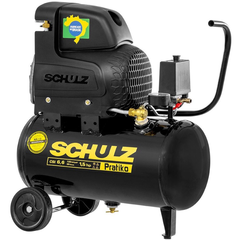 Compressor de ar 6,6 pés 20L 1,5 hp 120 libras - Pratiko CSI Schulz - Home & Living