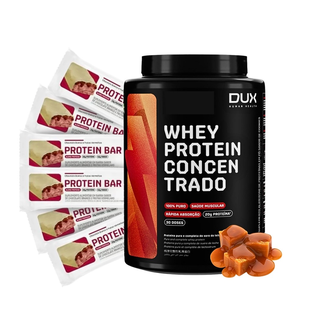 Kit Whey 900g + 6x Protein Bar Dux Human Health + Proteina
