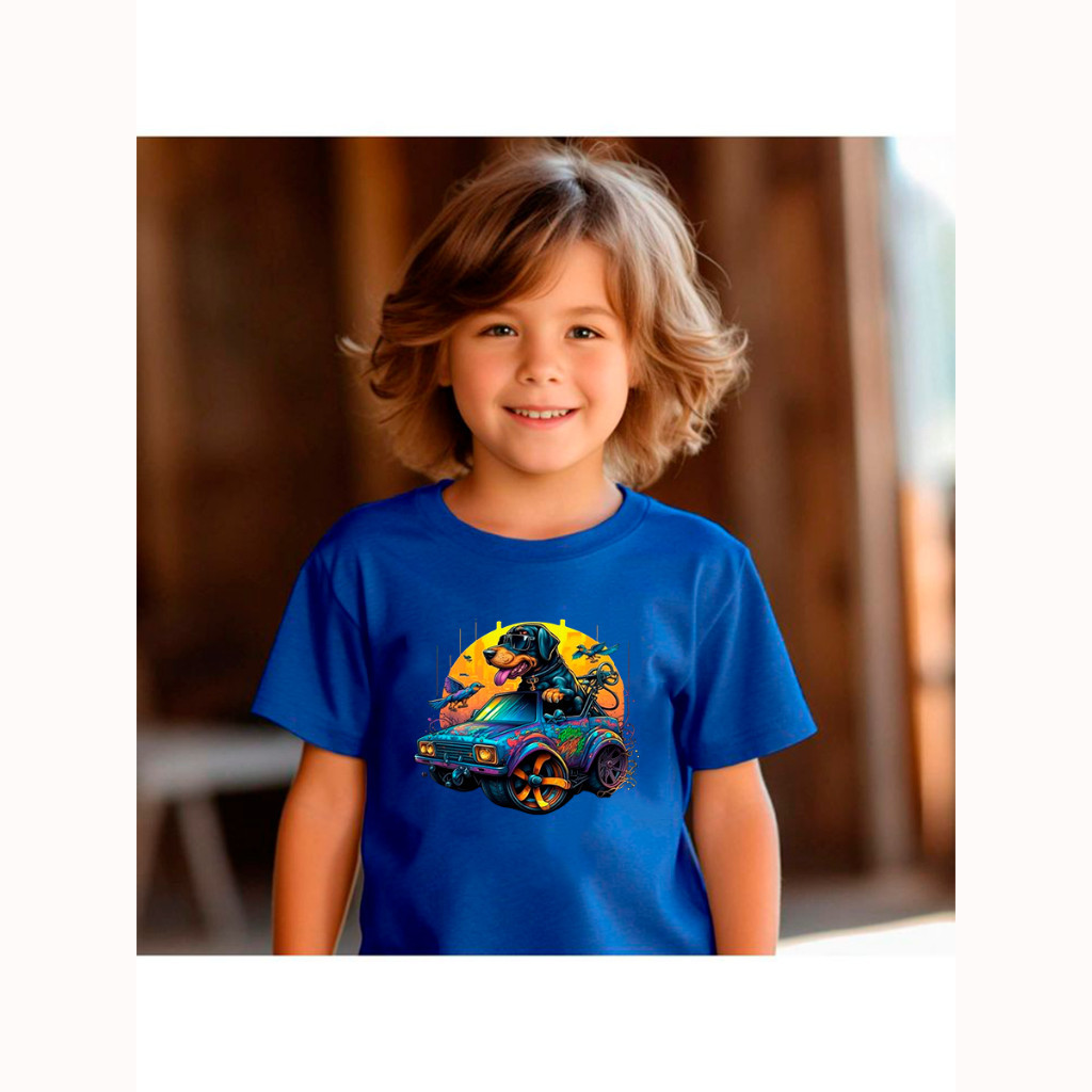 Camiseta Tshirt Infantil Criança Juvenil Bebê Unissex Algodão100% Passeio Casual Cachorro Camionete Premium Top