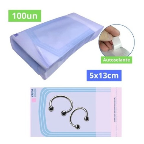 Embalagem C/100 unidades de Mini Envelope de Auto Clave Para Brocas e Piercing