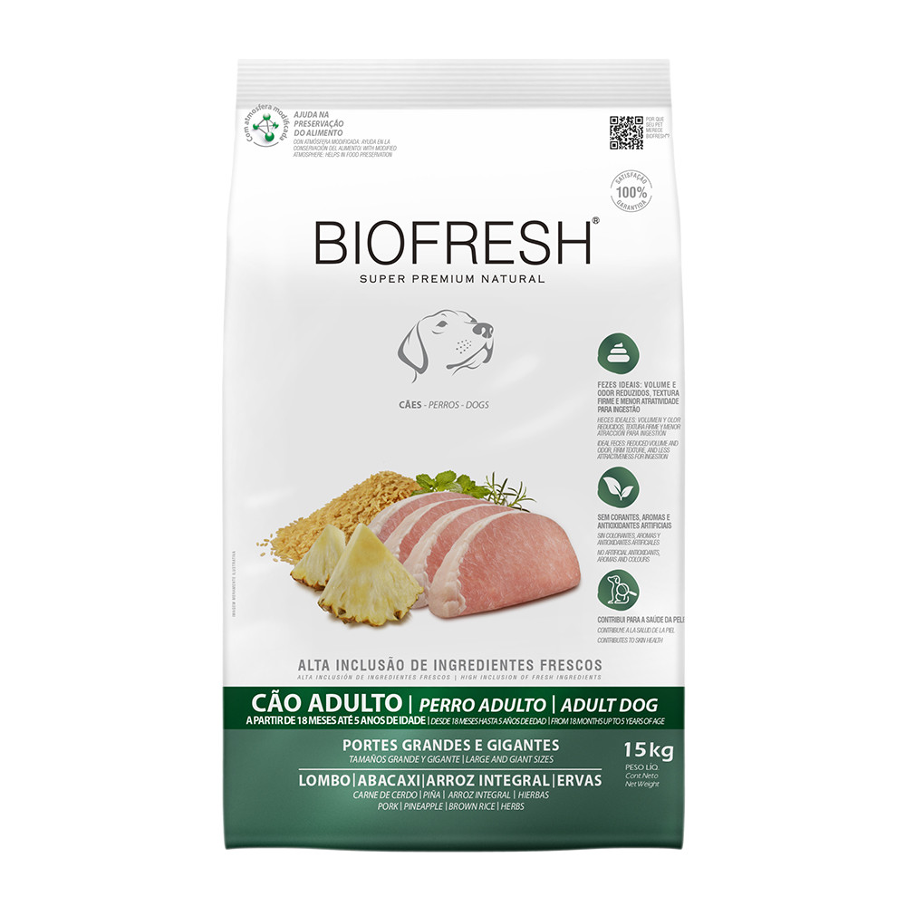 Ração Biofresh Cães Adultos Raças Grandes e Gigantes Lombo e Abacaxi 15 kg