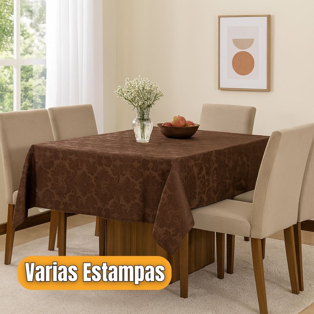 Toalha de Mesa Jacquard Retangular Luxo 100% Poliéster Estampada Sala Jantar Cozinha Festa Vários Tamanhos**