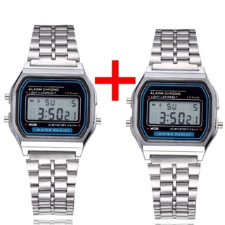 Relógio Digital Unissex Clássico com Pulseira em Aço Inoxidável – Estilo e Durabilidade em Oferta na Shopee