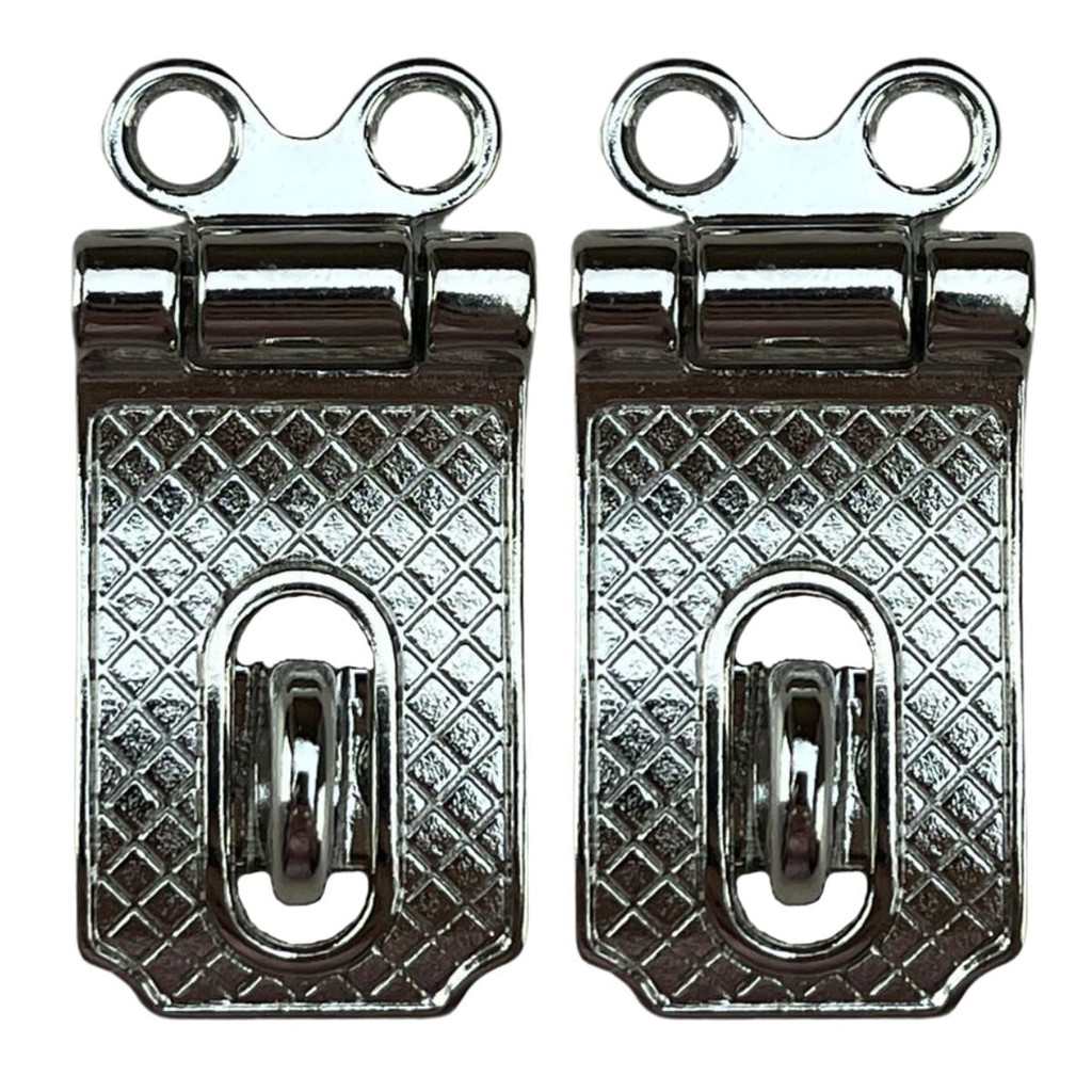Fecho Porta Cadeado em Metal Níquel 4x2cm Kit com 2 peças Acessório Decoração Artesanato Ferragem