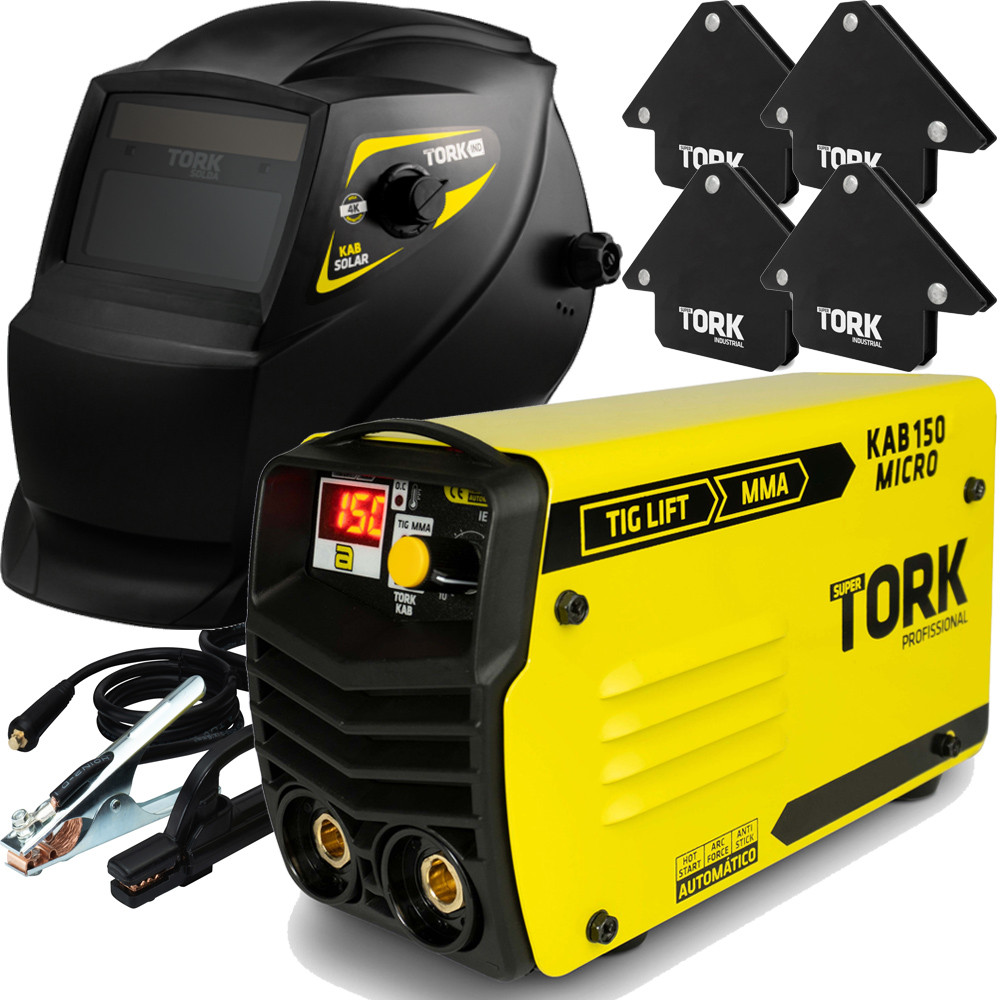 Maquina Inversor de Solda 150A Portatil TIG-LIFT e MMA Com Mascara Esquadro Super Tork