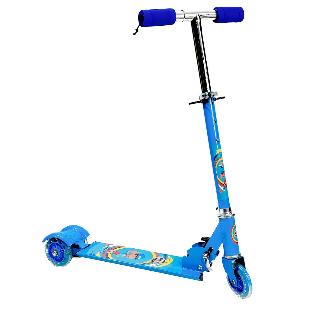 Patinete Infantil Azul Para Meninos Dobrável Com Freio Traseiro Ajuste De Altura