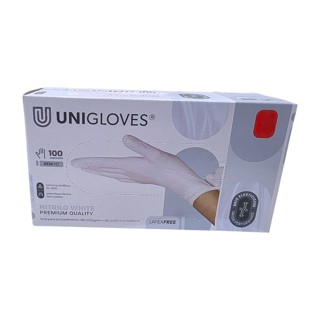 LUVA NITRÍLICA DESCARTAVEL UNIGLOVES BRANCA WHITE – 100 UNID em Oferta na Shopee