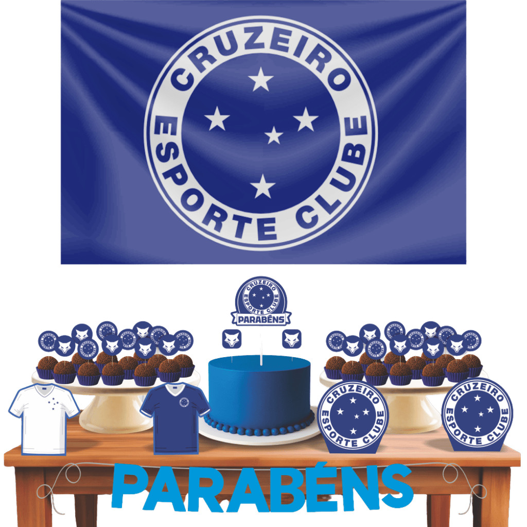 Kit Festa Decoração Pronta Cruzeiro Raposão C/ 33 Itens