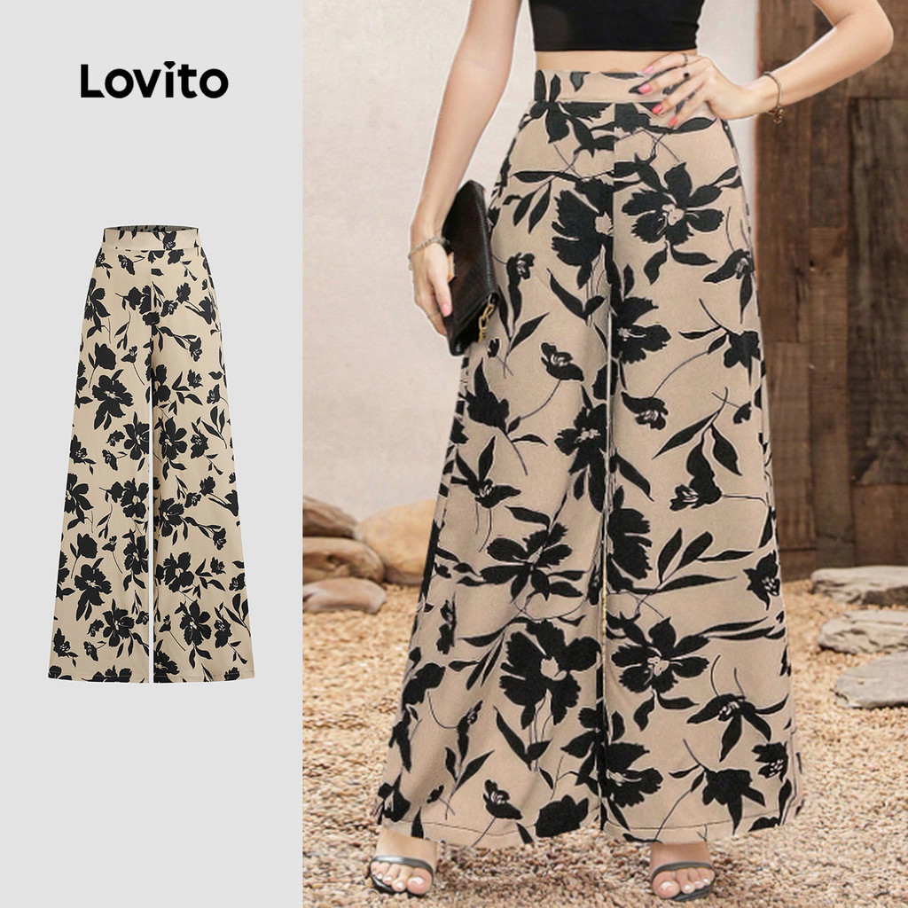 (New) Lovito Calças Boho com Zíper Calças para Todas As Estações para Mulheres L142ED285 em Oferta na Shopee